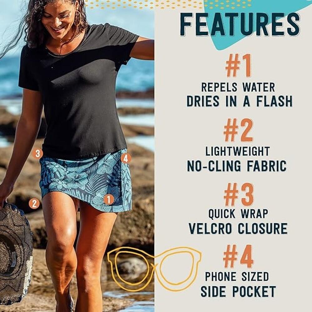 RipSkirt Hawaii Wrap Mini Skirt X-Small Length 1 Coverup Moonlight Maui Blue - Picture 3 of 12